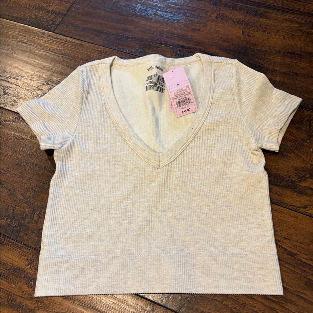 wild fable Seamless Ribbed Crop Top in Light Heather Gray NWT